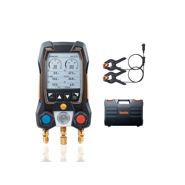 Testo 550s - Bluetooth, 2 cestný dig. manometr + teplotní sondy v kufru, 0564 5501